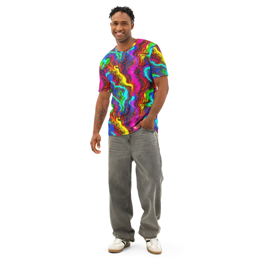 Prismatic Fossils on Men's Cotton Crew Neck T-Shirt — Front