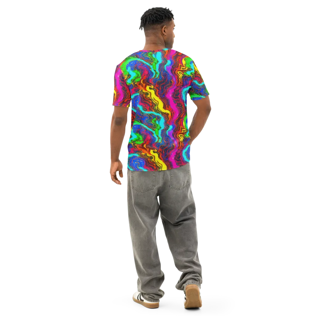 Prismatic Fossils on Men's Cotton Crew Neck T-Shirt — Back