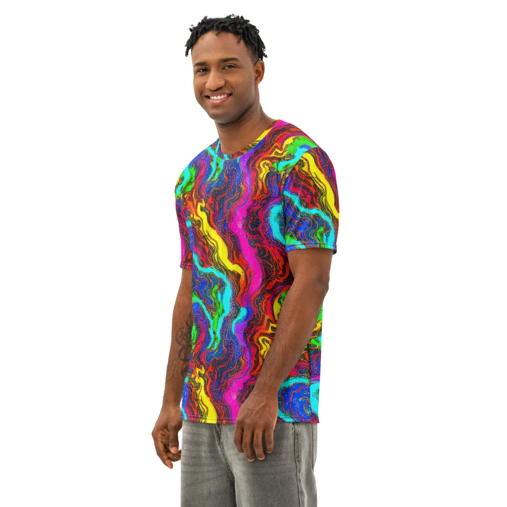 Prismatic Fossils on Men's Cotton Crew Neck T-Shirt — Left Front