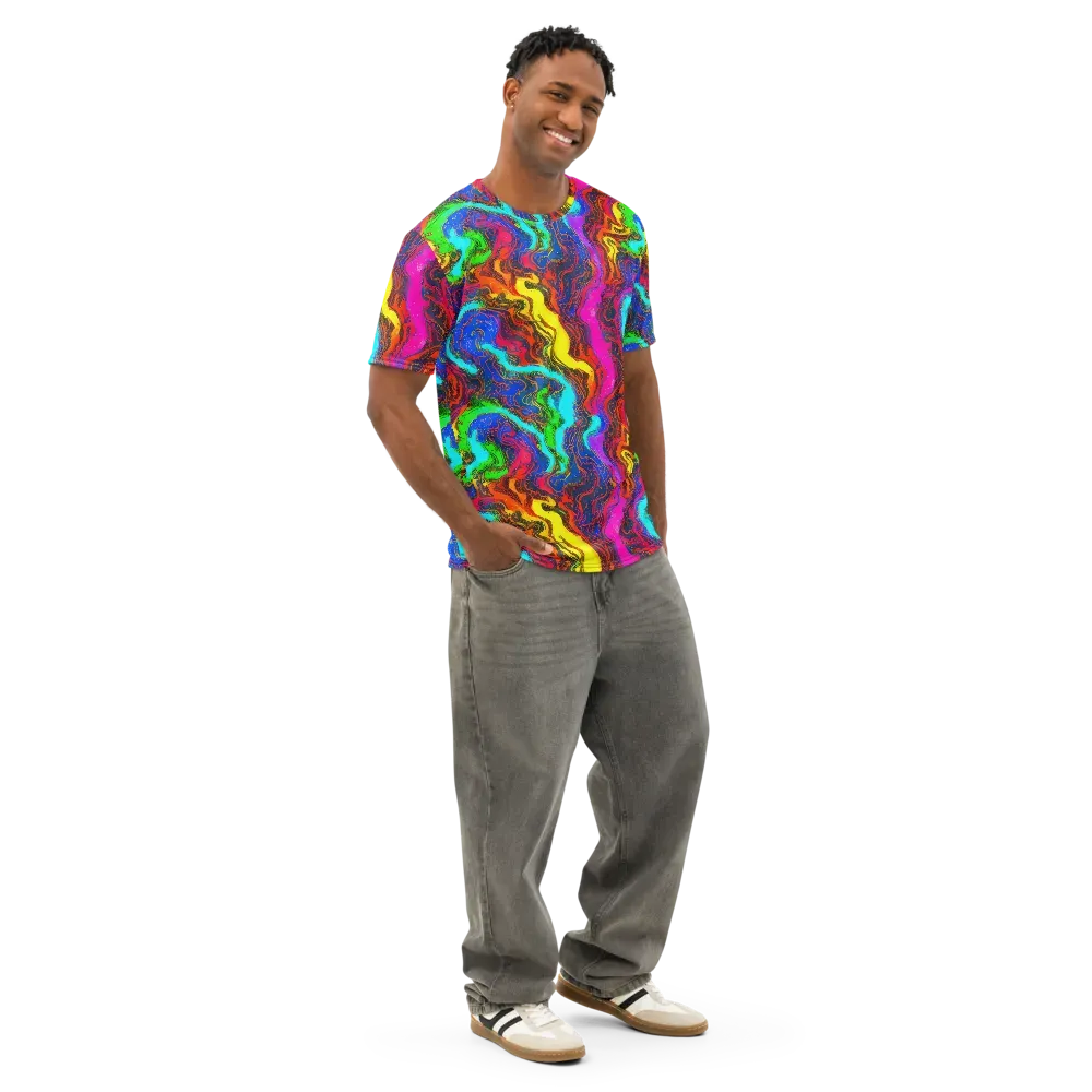 Prismatic Fossils on Men's Cotton Crew Neck T-Shirt — Right Front