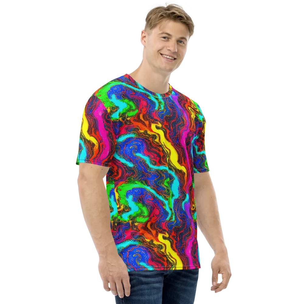 Prismatic Fossils on Men's Crew Neck T-Shirt — Right