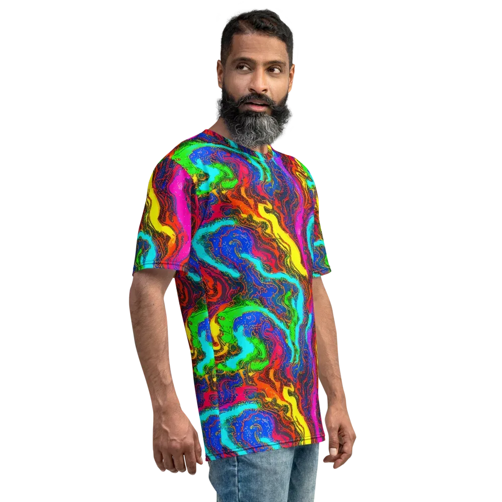 Prismatic Fossils on Men's Crew Neck T-Shirt — Right