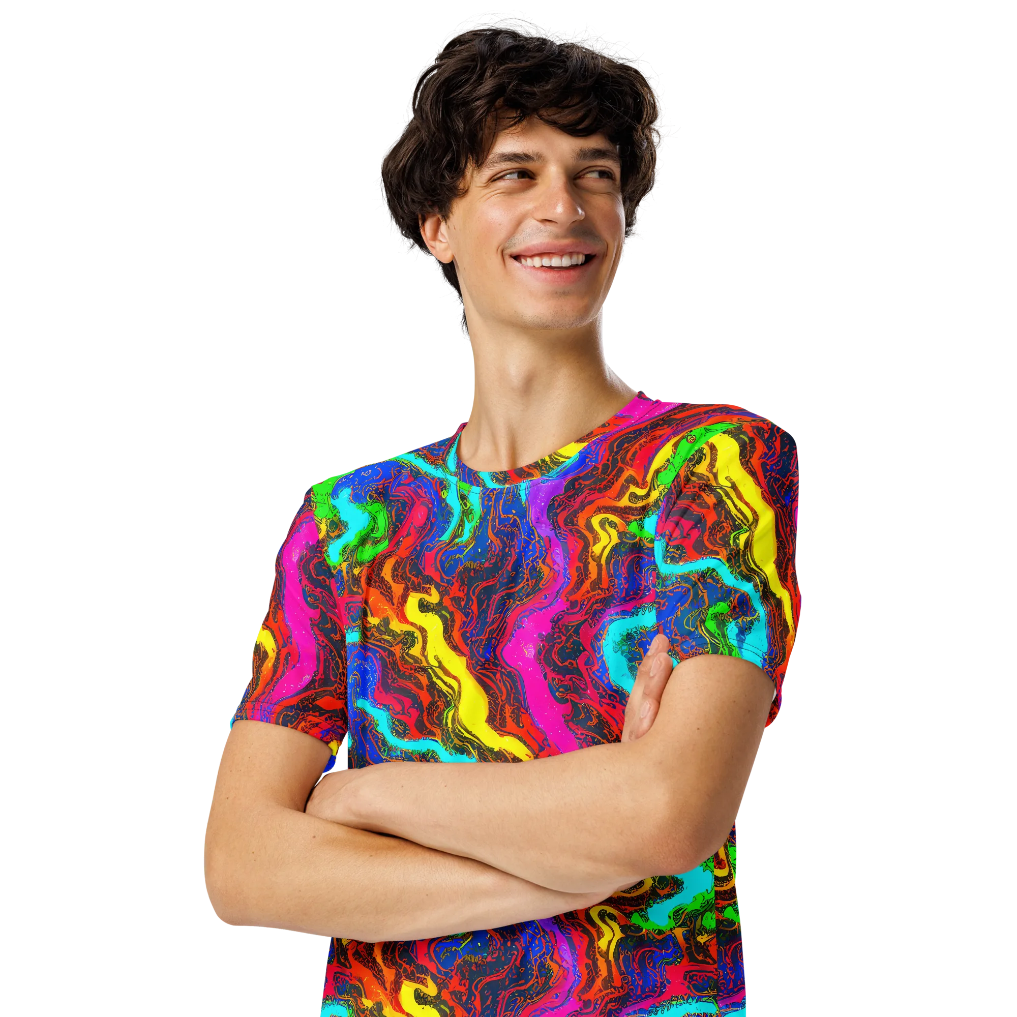 Prismatic Fossils on Men's Crew Neck T-Shirt — Left Front