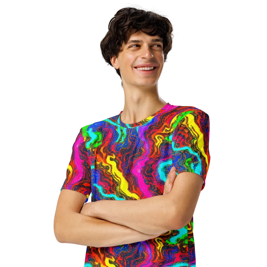 Prismatic Fossils on Men's Crew Neck T-Shirt — Left Front
