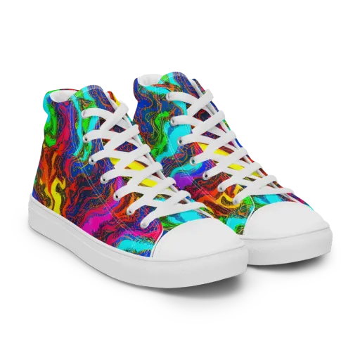 Prismatic Fossils on a Men's High Top Canvas Shoes