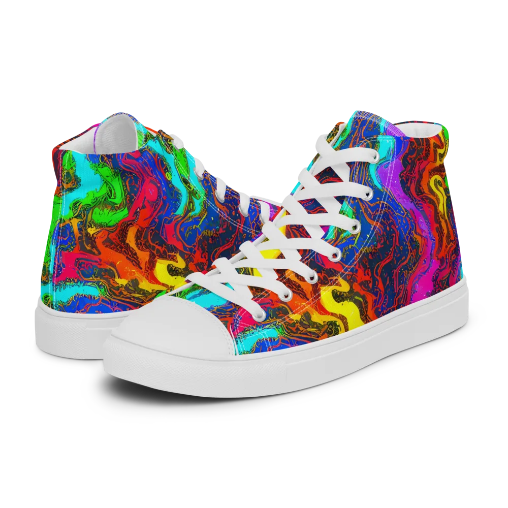 Prismatic Fossils on Men's High Top Canvas Shoes — Left