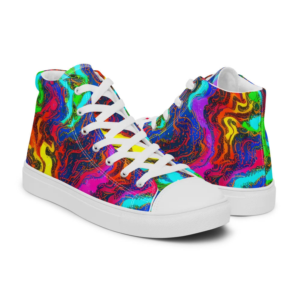Prismatic Fossils on Men's High Top Canvas Shoes — Right