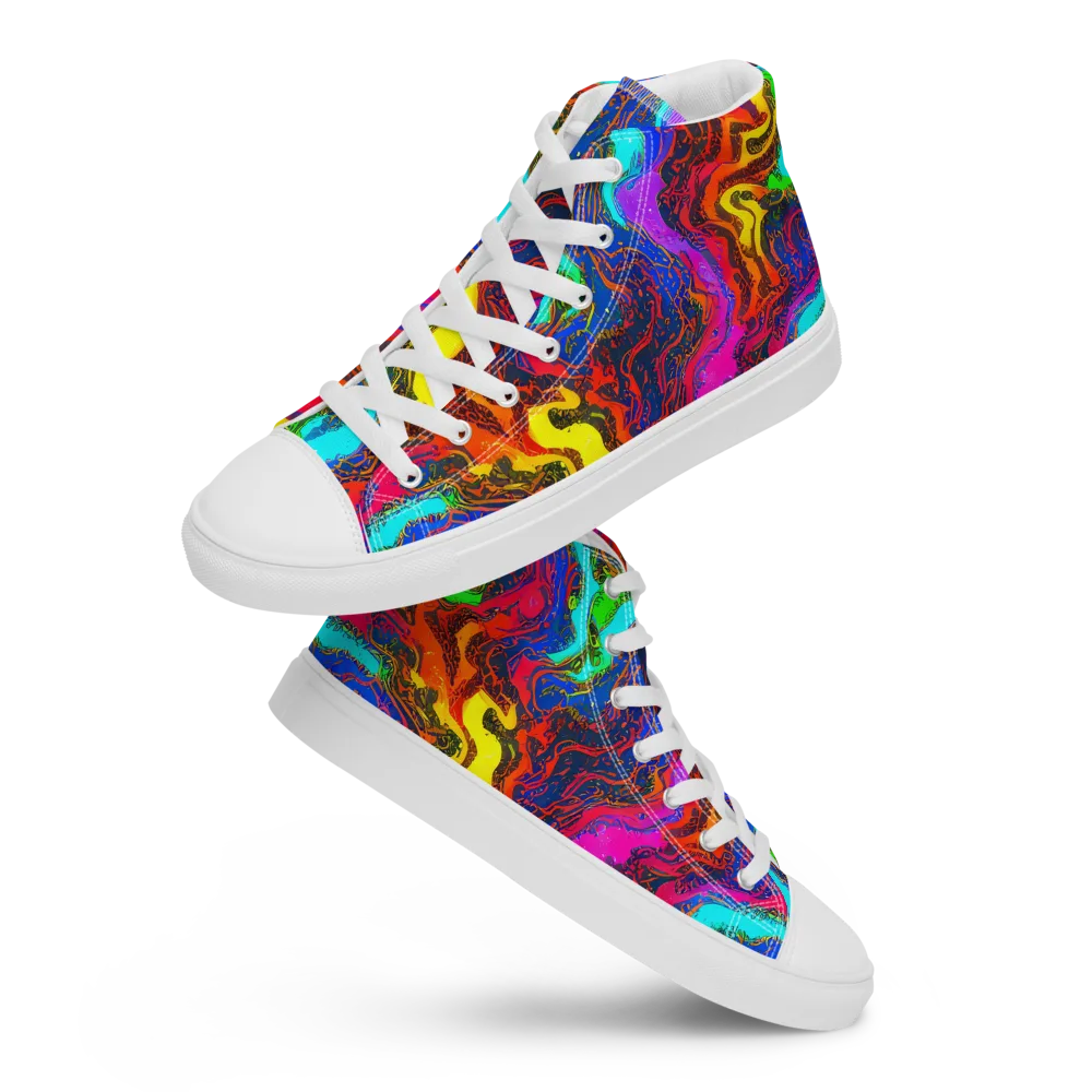 Prismatic Fossils on Men's High Top Canvas Shoes — Front