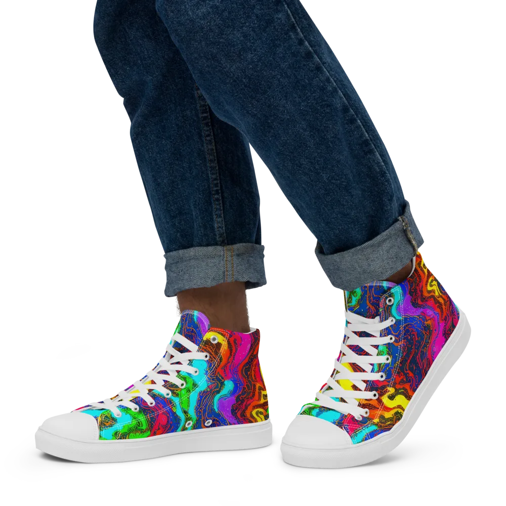 Prismatic Fossils on Men's High Top Canvas Shoes — Left