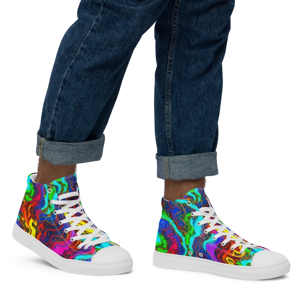Prismatic Fossils on Men's High Top Canvas Shoes — Right