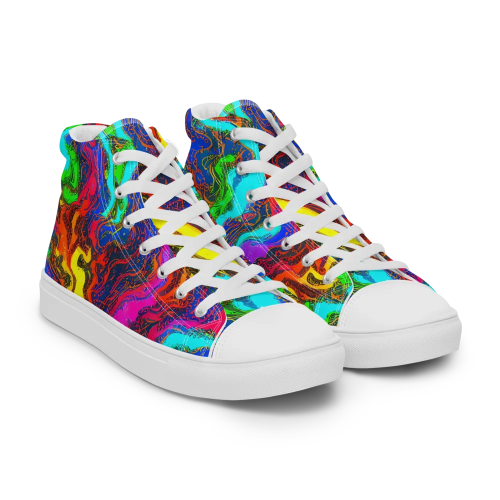 Prismatic Fossils on Women's High Top Canvas Shoes — Right Front