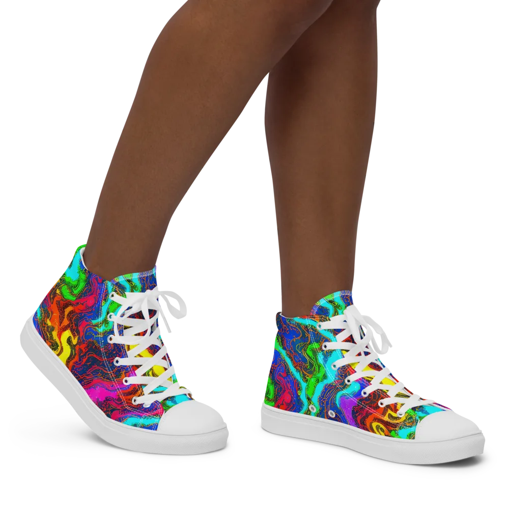 Prismatic Fossils on Women's High Top Canvas Shoes — Right