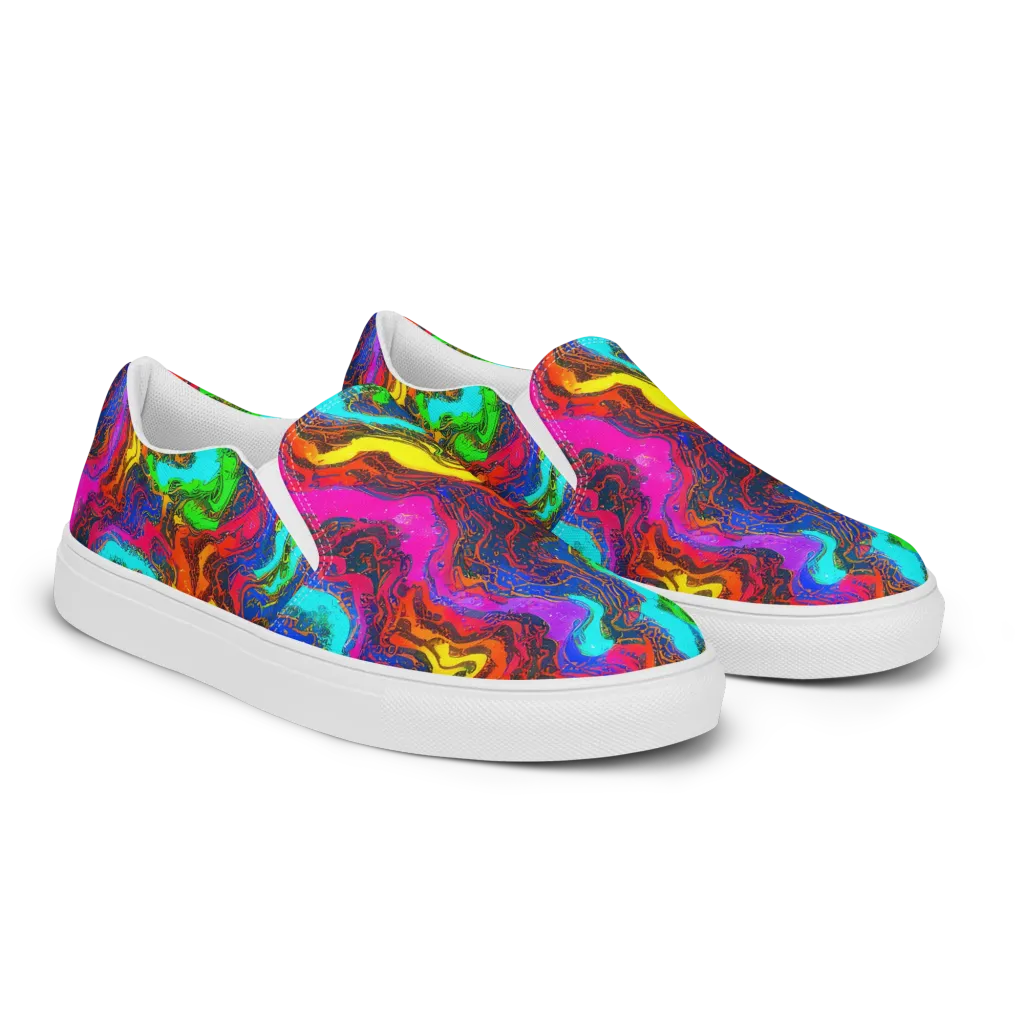 Prismatic Fossils on Men's Slip-On Canvas Shoes — Right Front