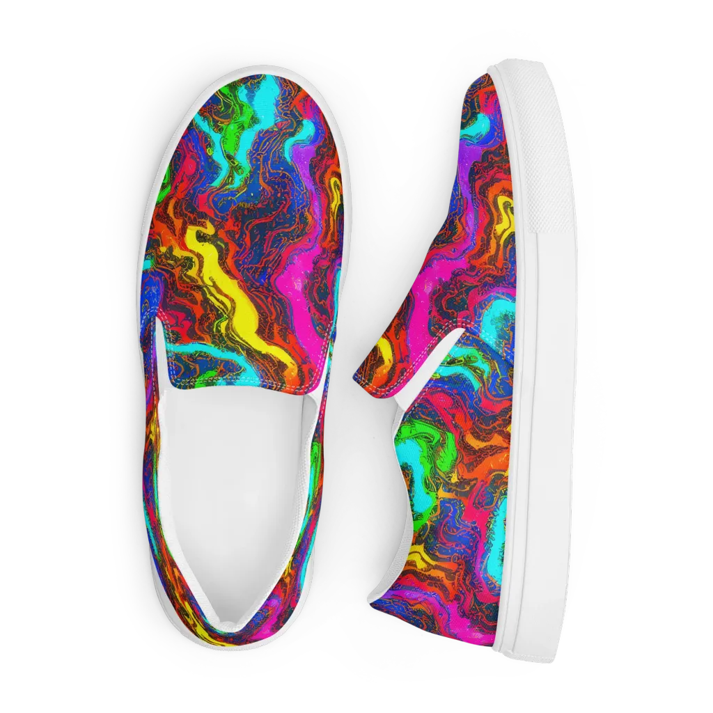 Prismatic Fossils on Men's Slip-On Canvas Shoes — Front