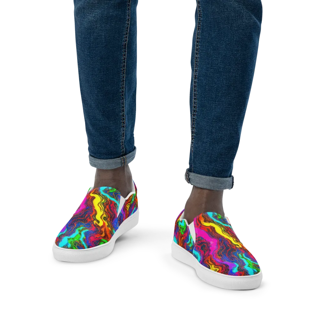 Prismatic Fossils on Men's Slip-On Canvas Shoes — Front