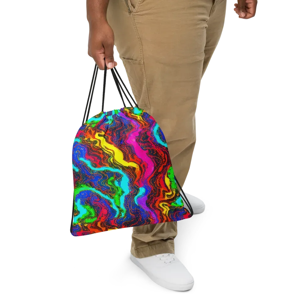 Prismatic Fossils on Drawstring Bag — Front