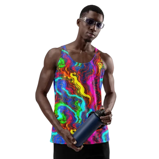 Prismatic Fossils on a Men's Tank Top