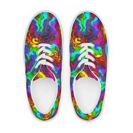 Prismatic Fossils on a Men's Lace-Up Canvas Shoes