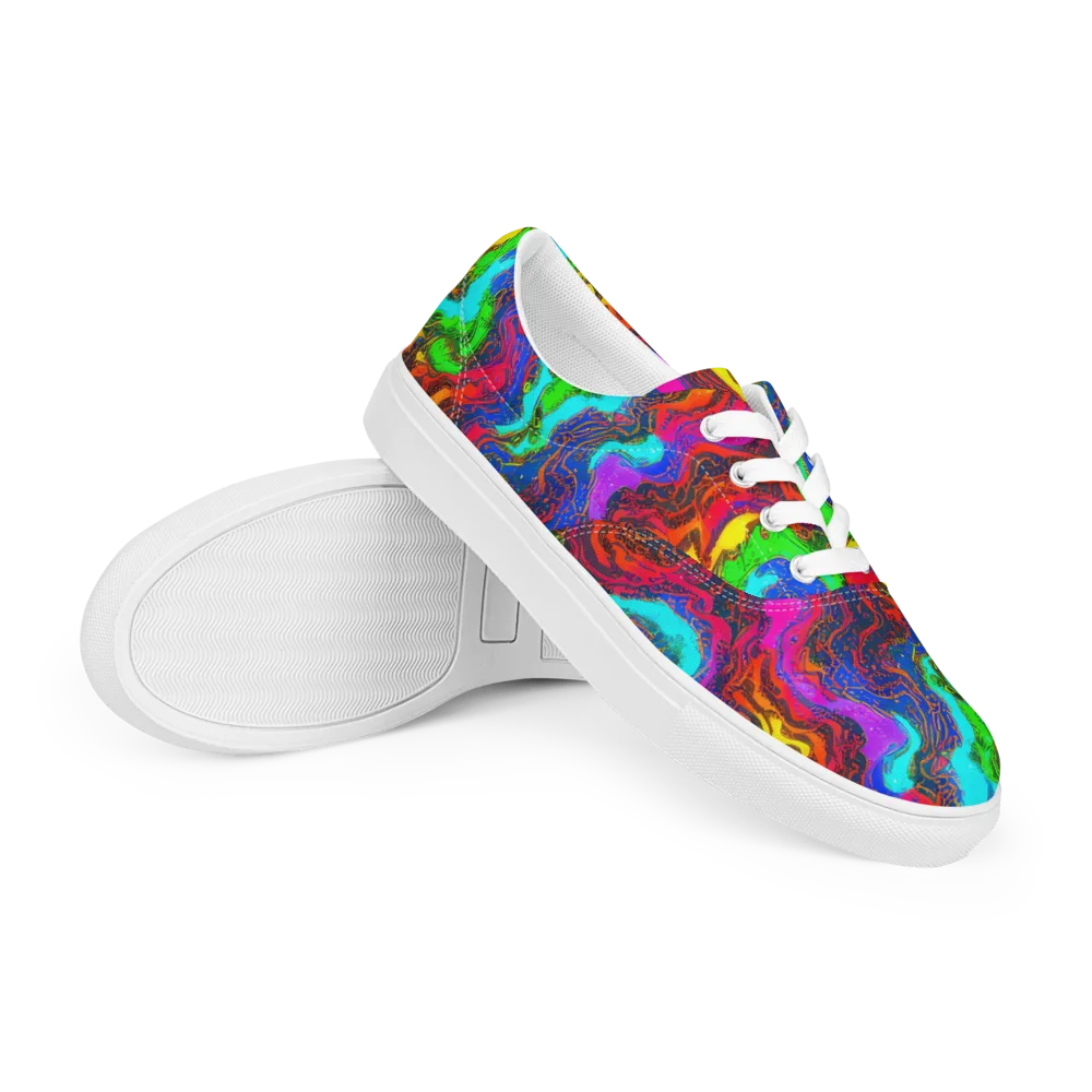 Prismatic Fossils on Men's Lace-Up Canvas Shoes — Right Front