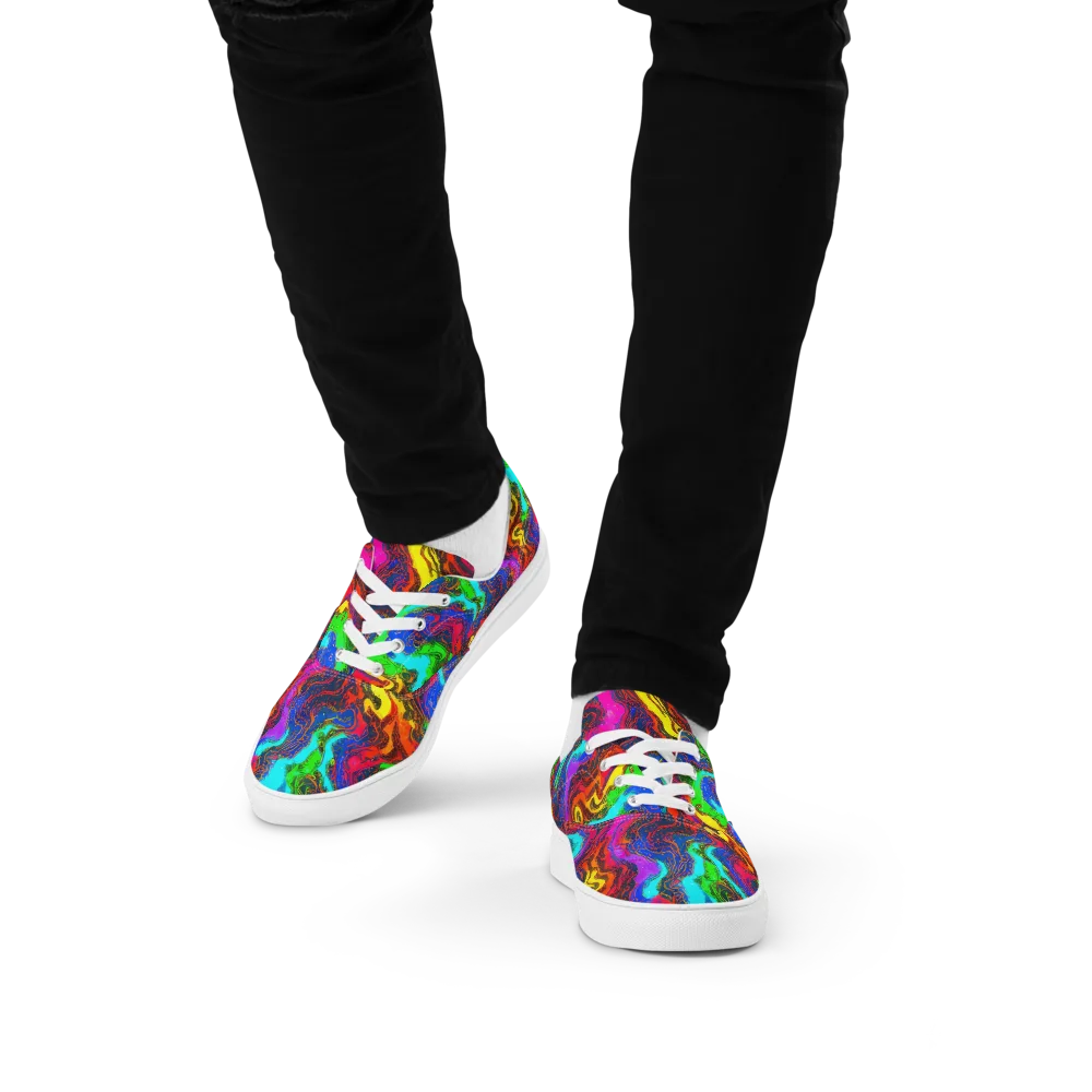 Prismatic Fossils on Men's Lace-Up Canvas Shoes — Front