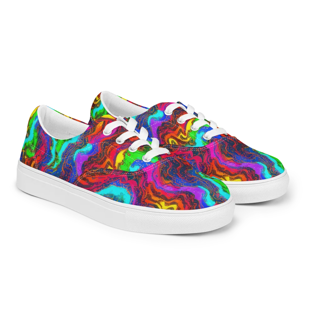 Prismatic Fossils on Men's Lace-Up Canvas Shoes — Right Front