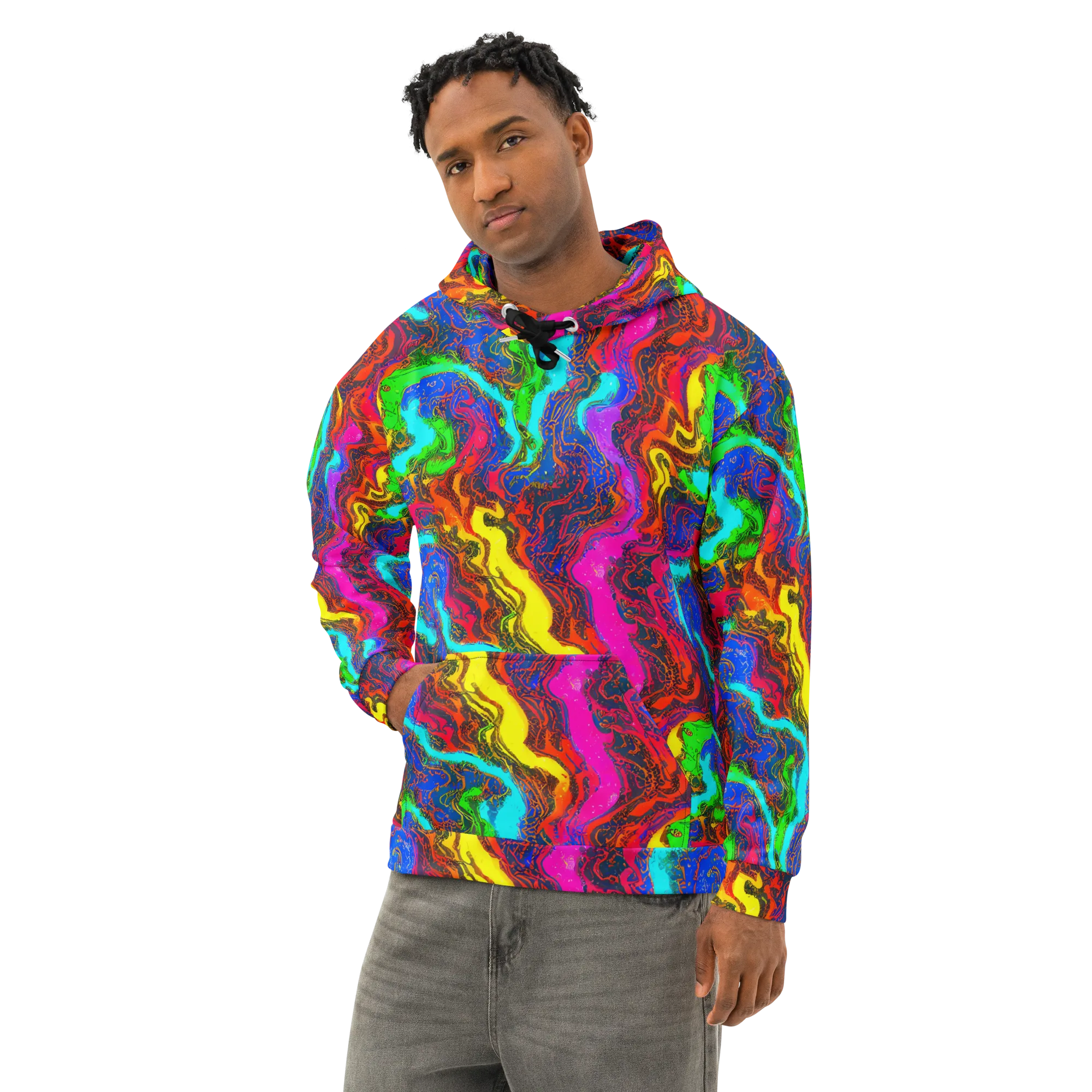Prismatic Fossils on Cotton Hoodie — Left Front