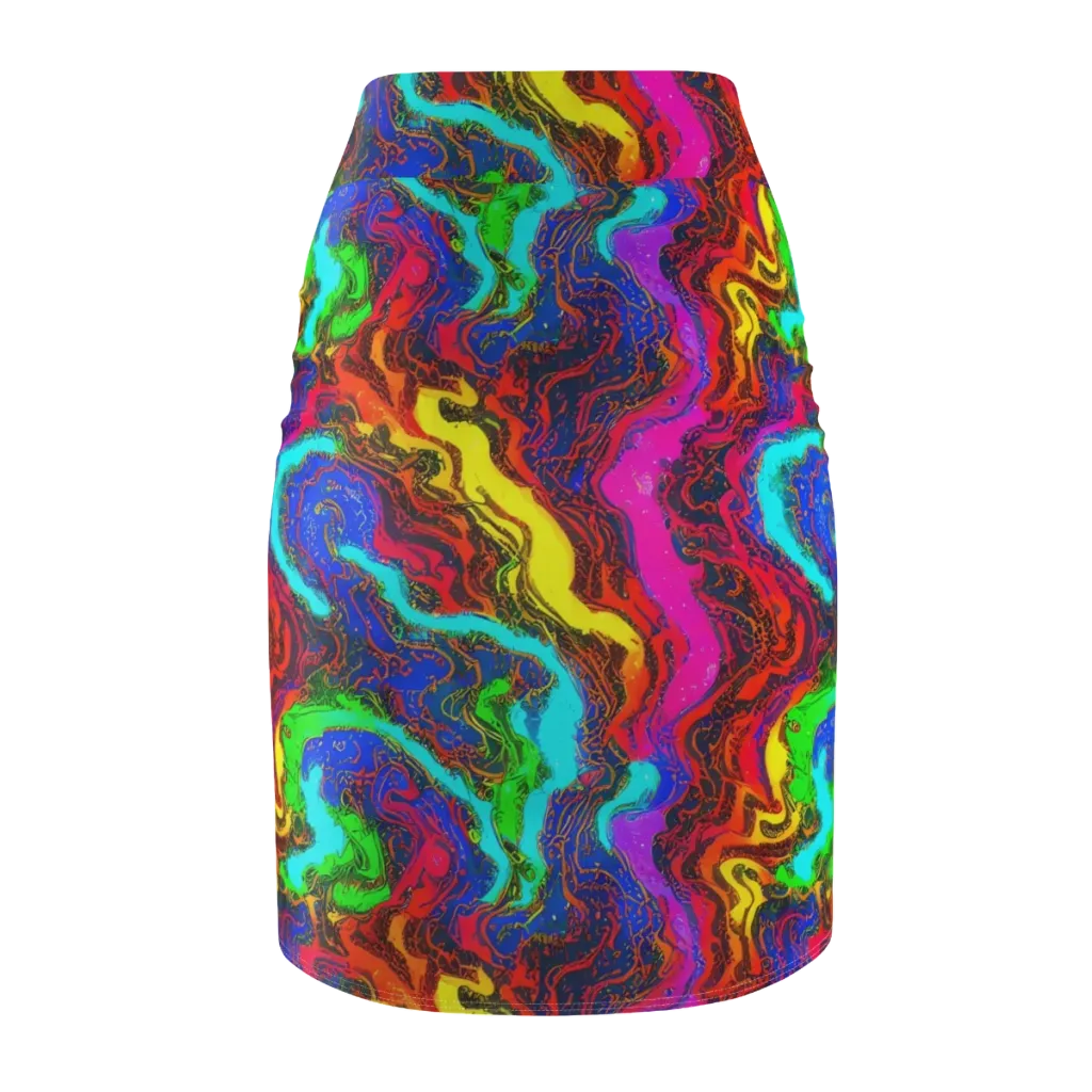 Prismatic Fossils on Pencil Skirt — Back