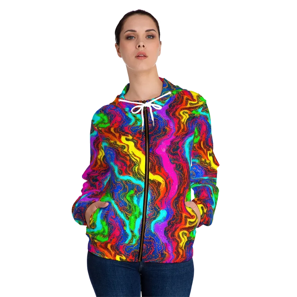 Prismatic Fossils on Women's Full-Zip Hoodie — Front On Person