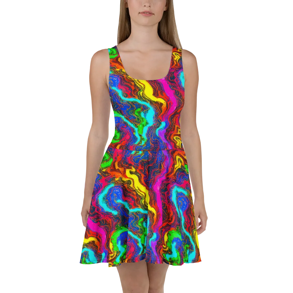 Prismatic Fossils on Skater Dress — Front