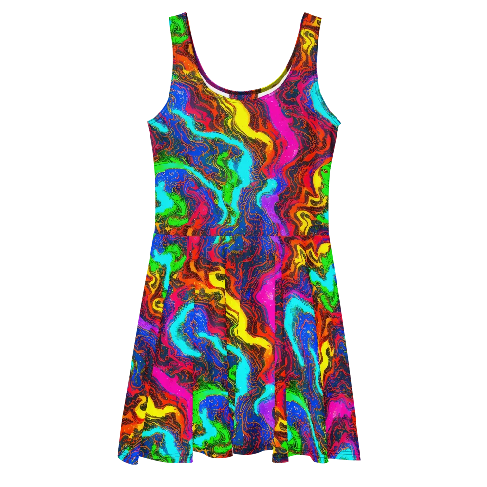 Prismatic Fossils on Skater Dress — Front
