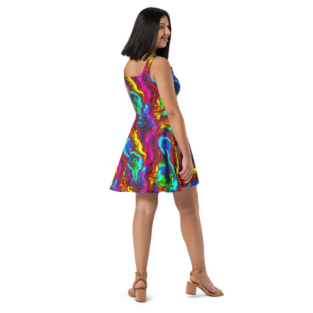 Prismatic Fossils on Skater Dress — Right