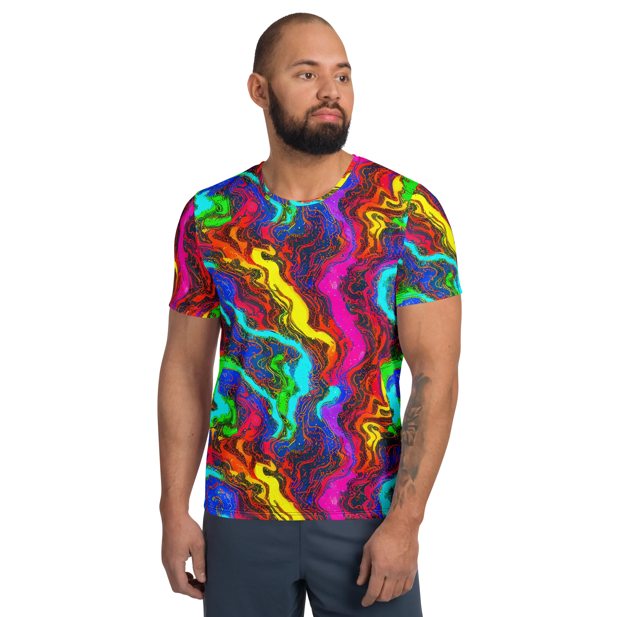 Prismatic Fossils on Men's Athletic T-Shirt — Front