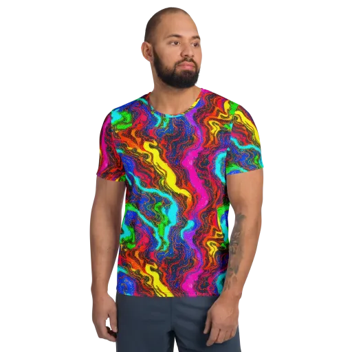 Prismatic Fossils on a Men's Athletic T-Shirt
