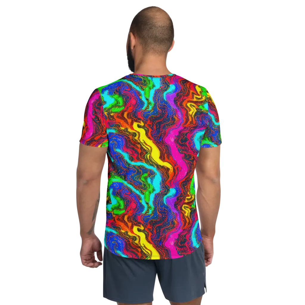 Prismatic Fossils on Men's Athletic T-Shirt — Back