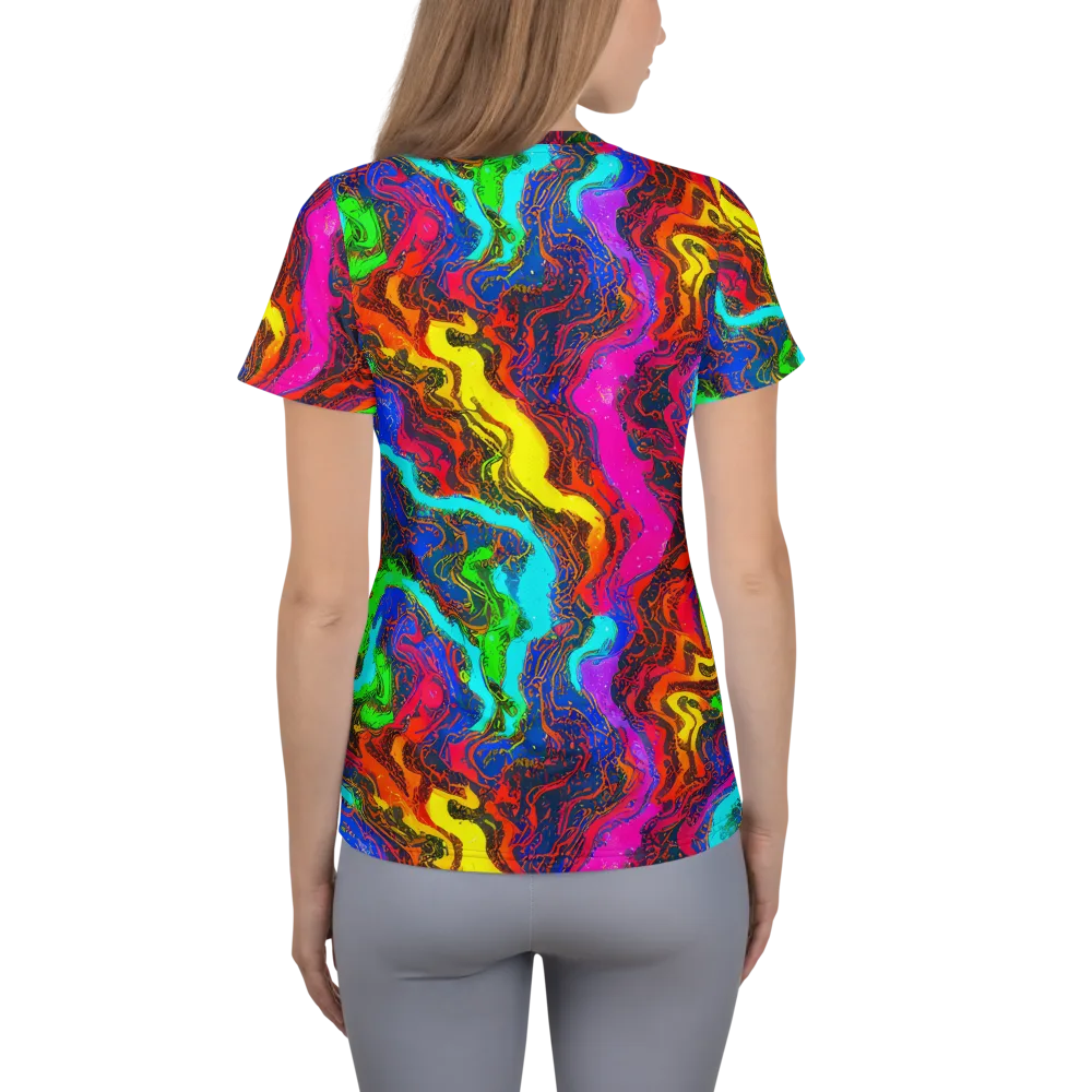 Prismatic Fossils on Women's Athletic T-Shirt — Back