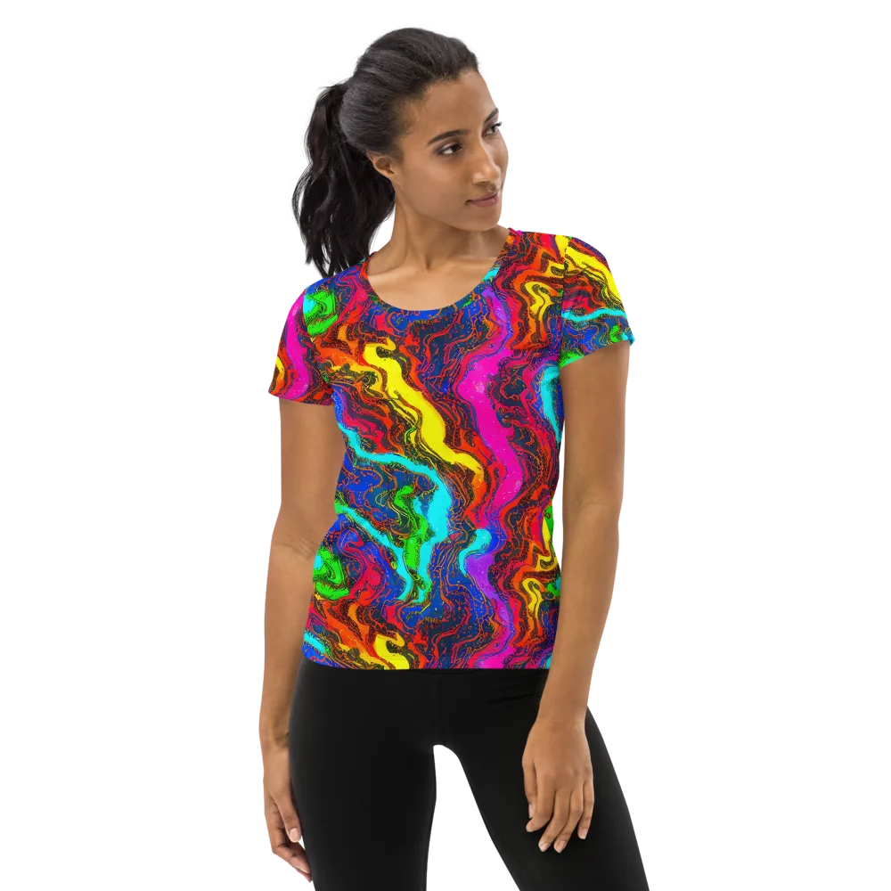 Prismatic Fossils on Women's Athletic T-Shirt — Front