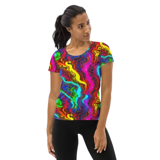 Prismatic Fossils on a Women's Athletic T-Shirt
