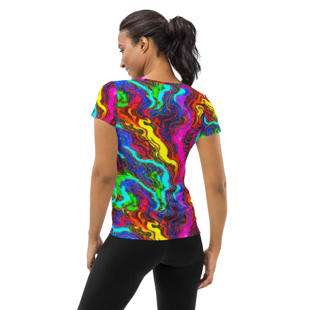 Prismatic Fossils on Women's Athletic T-Shirt — Back