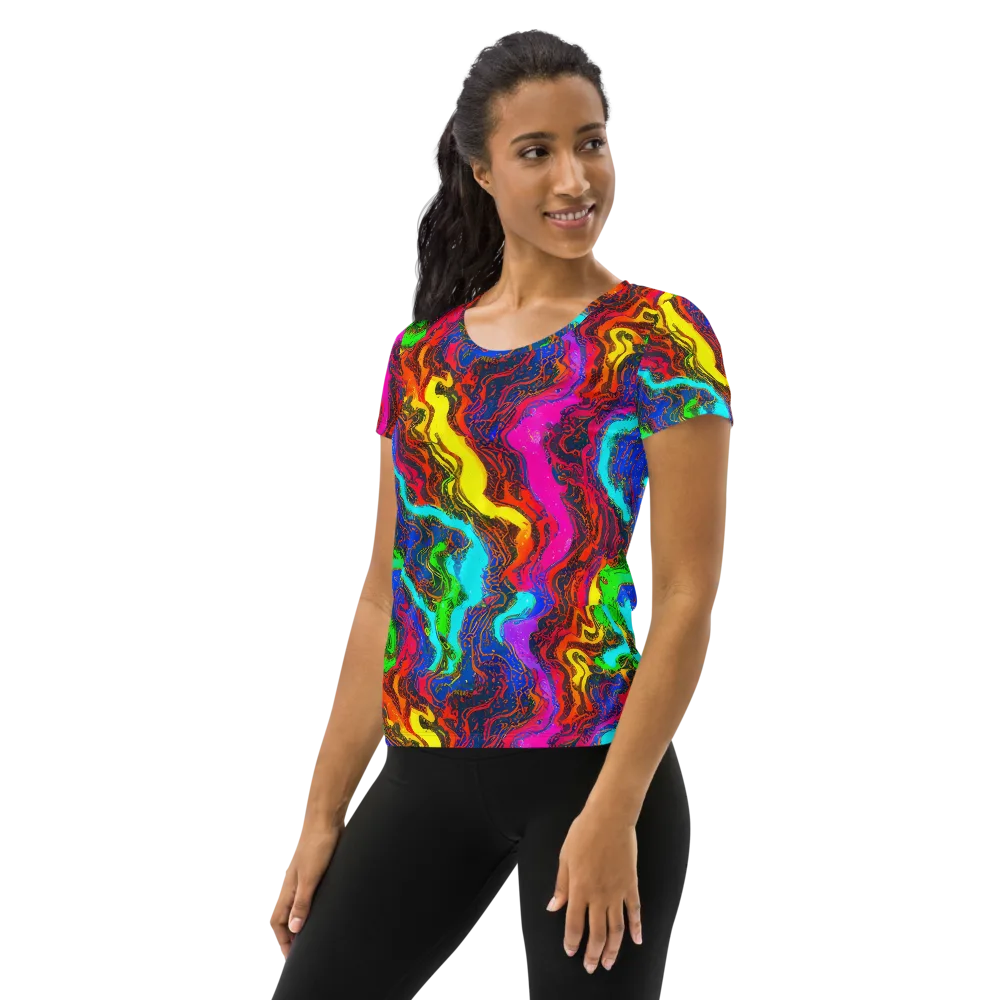 Prismatic Fossils on Women's Athletic T-Shirt — Left