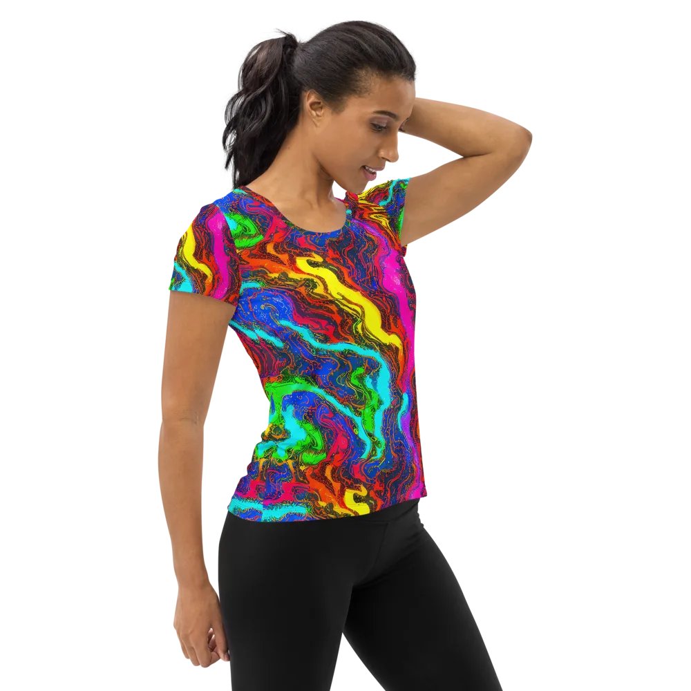 Prismatic Fossils on Women's Athletic T-Shirt — Right