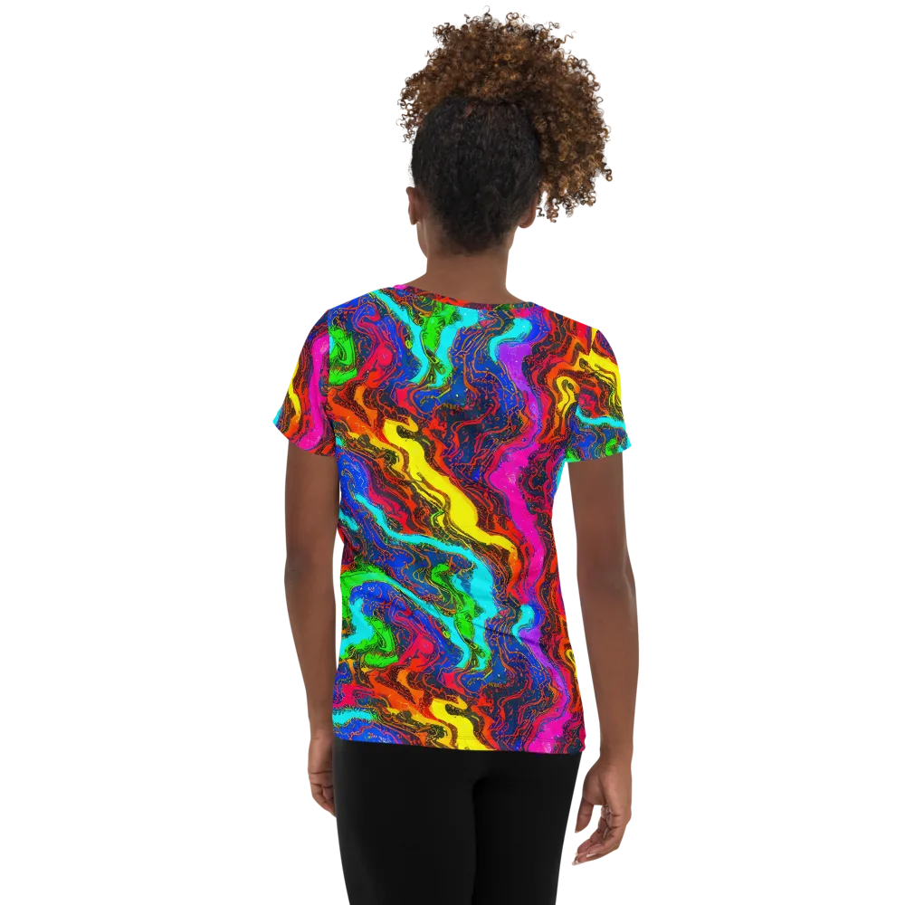 Prismatic Fossils on Women's Athletic T-Shirt — Back