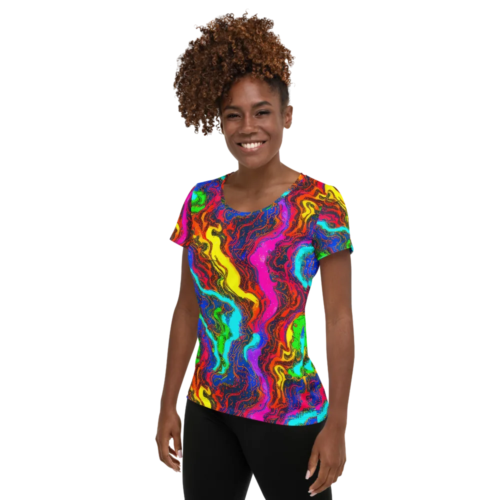 Prismatic Fossils on Women's Athletic T-Shirt — Left