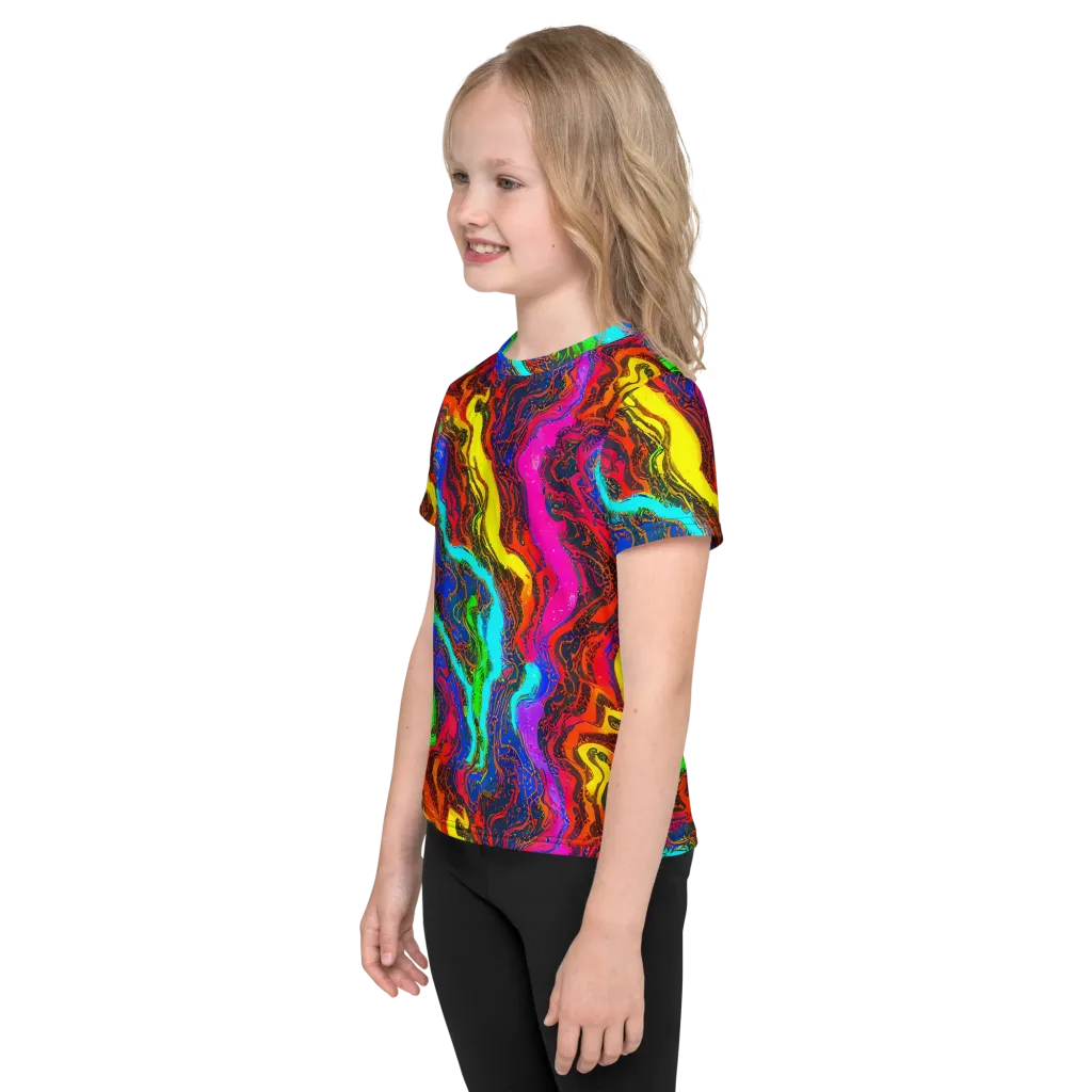 Prismatic Fossils on Kids Crew Neck T-Shirt — Left