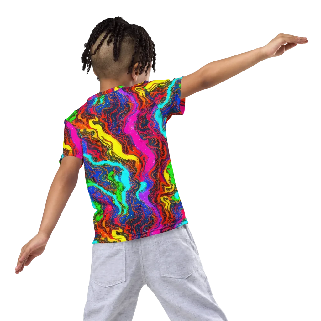 Prismatic Fossils on Kids Crew Neck T-Shirt — Back