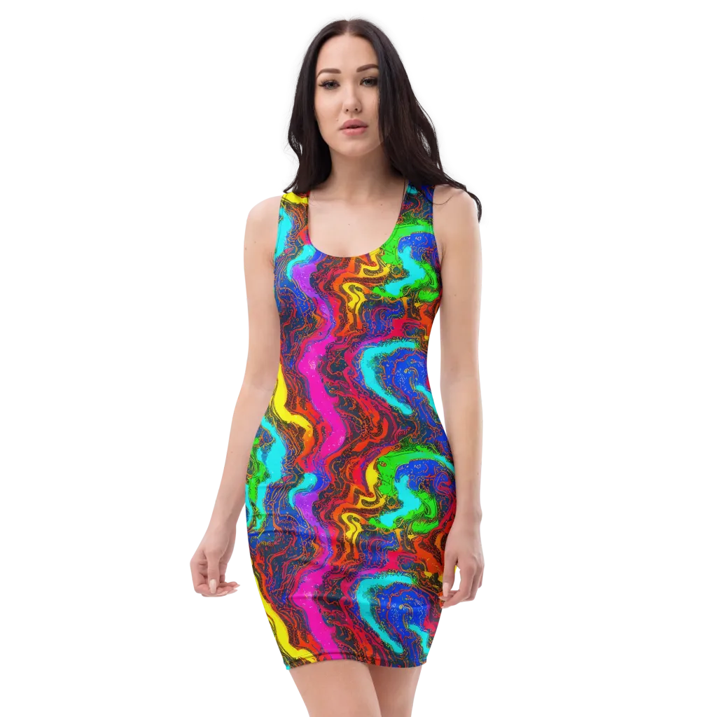 Prismatic Fossils on Bodycon Dress — Front