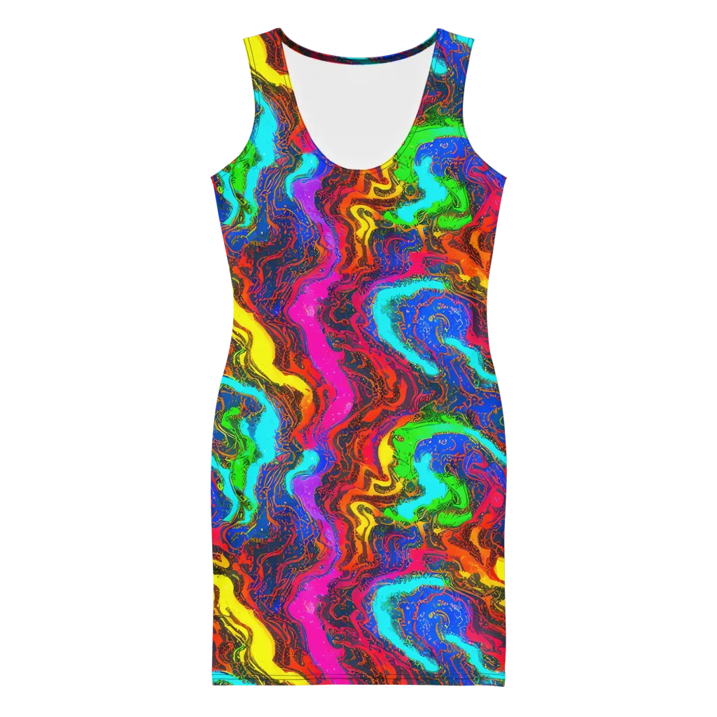 Prismatic Fossils on Bodycon Dress — Front