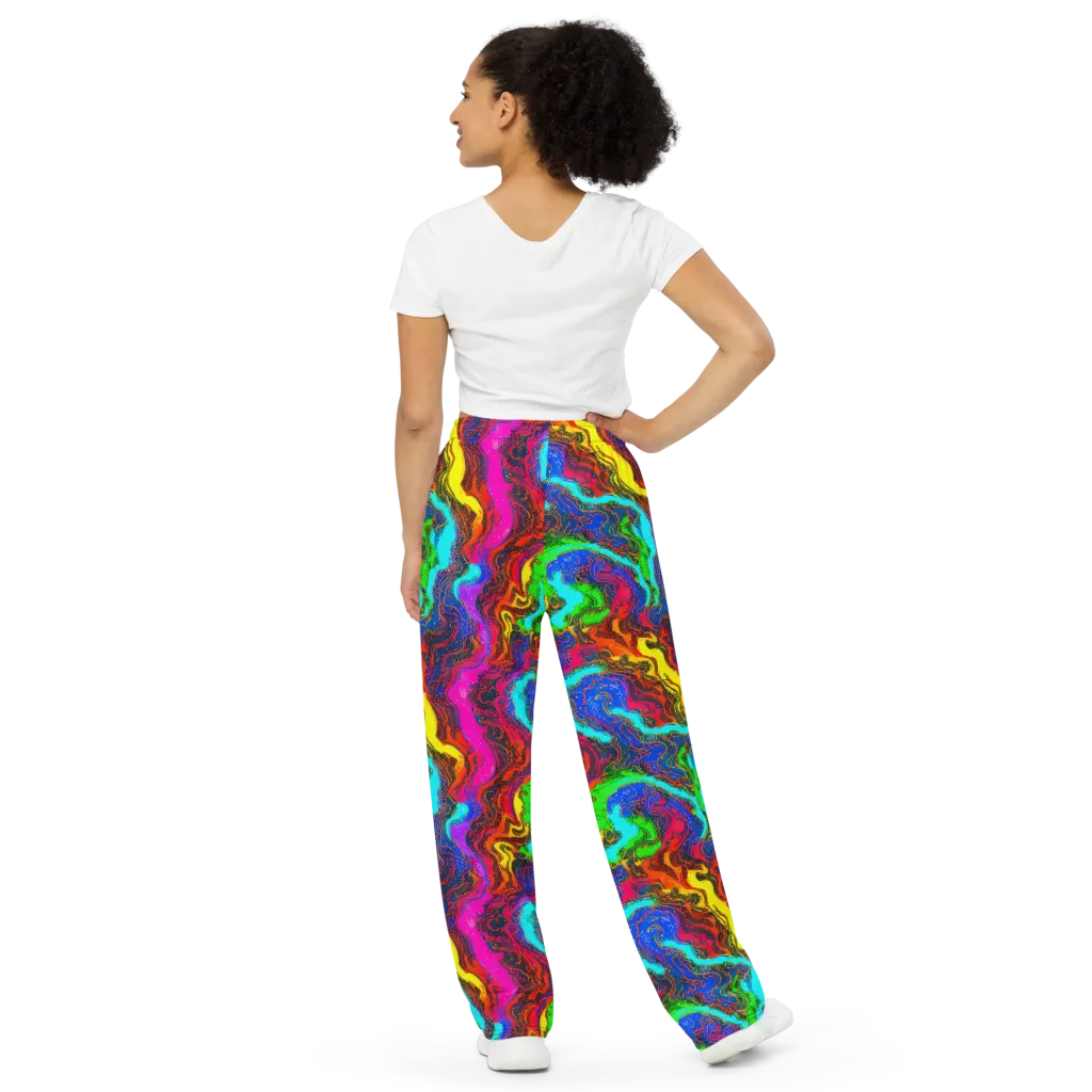 Prismatic Fossils on Wide-Leg Pants — Back