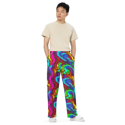 Prismatic Fossils on a Wide-Leg Pants