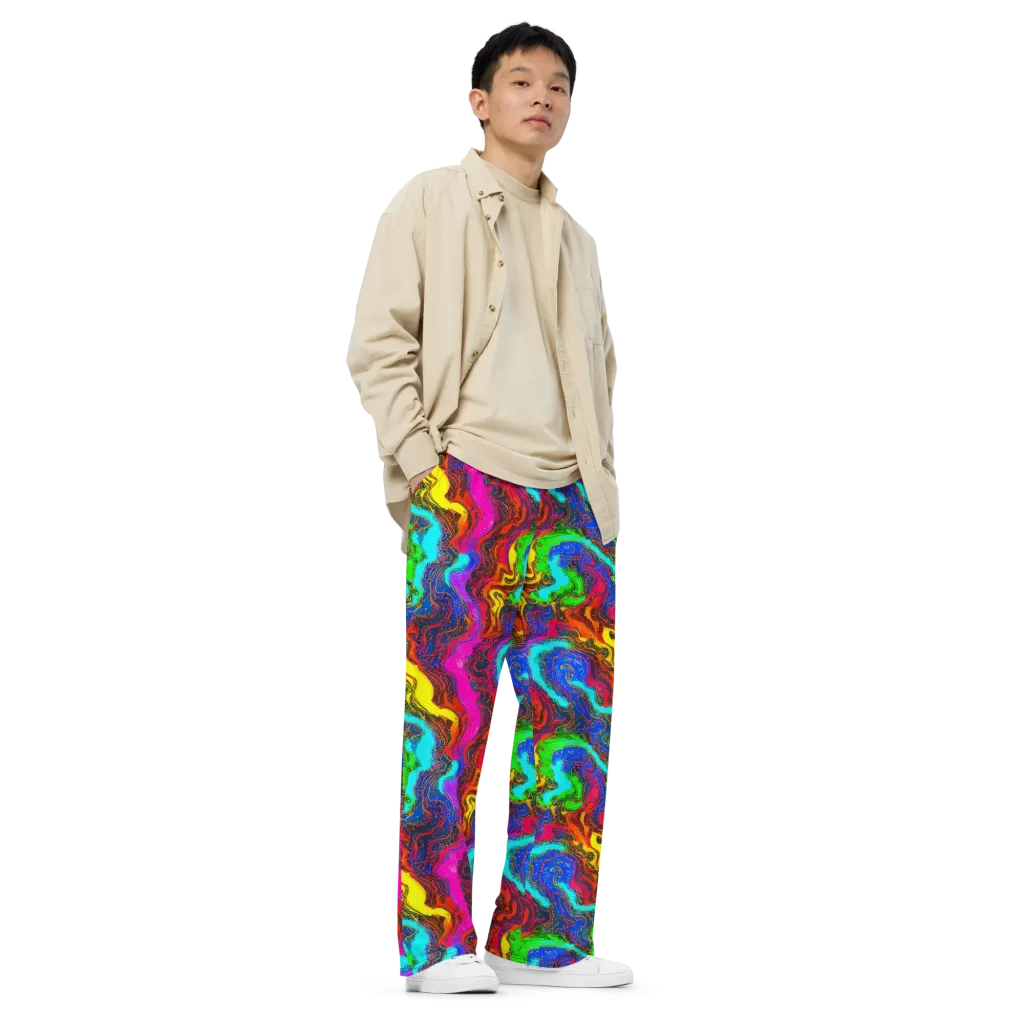 Prismatic Fossils on Wide-Leg Pants — Right Front