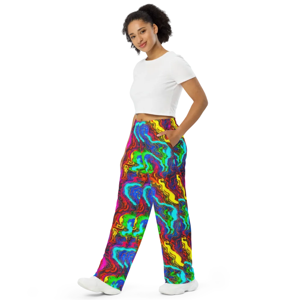 Prismatic Fossils on Wide-Leg Pants — Left Front